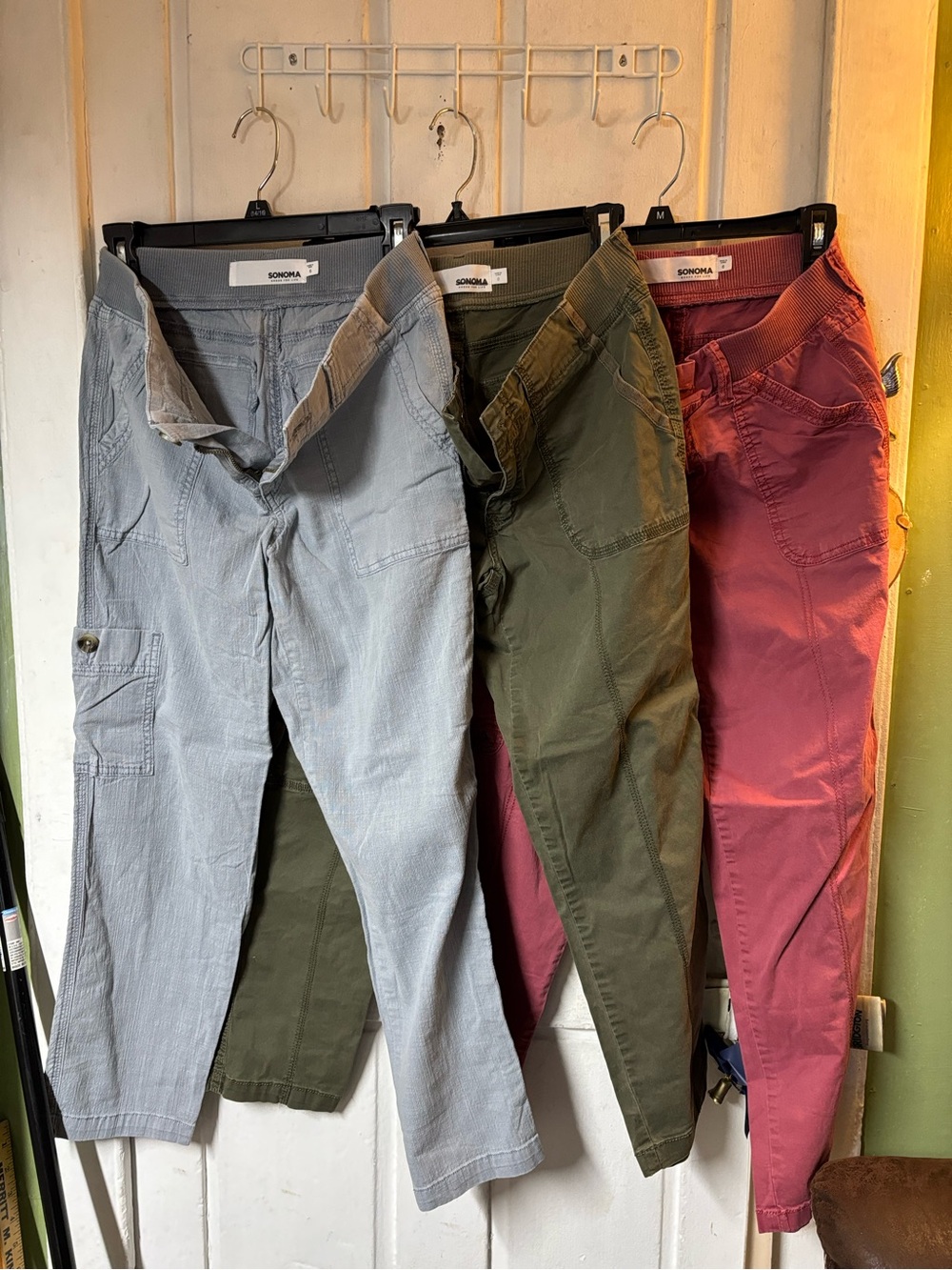 Sonoma Women Casual Cargo Pants - Gray, Olive, Red